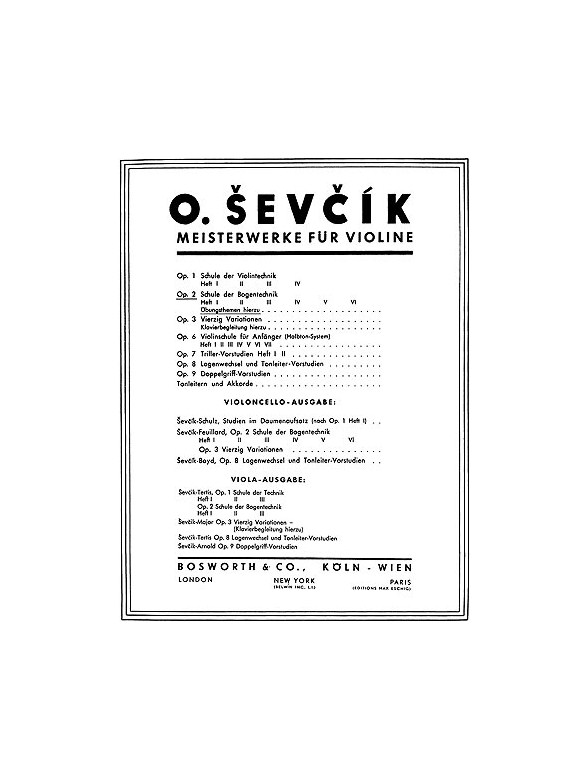 Otakar Sevcik: Ubungsthemen Hierzu Op.2