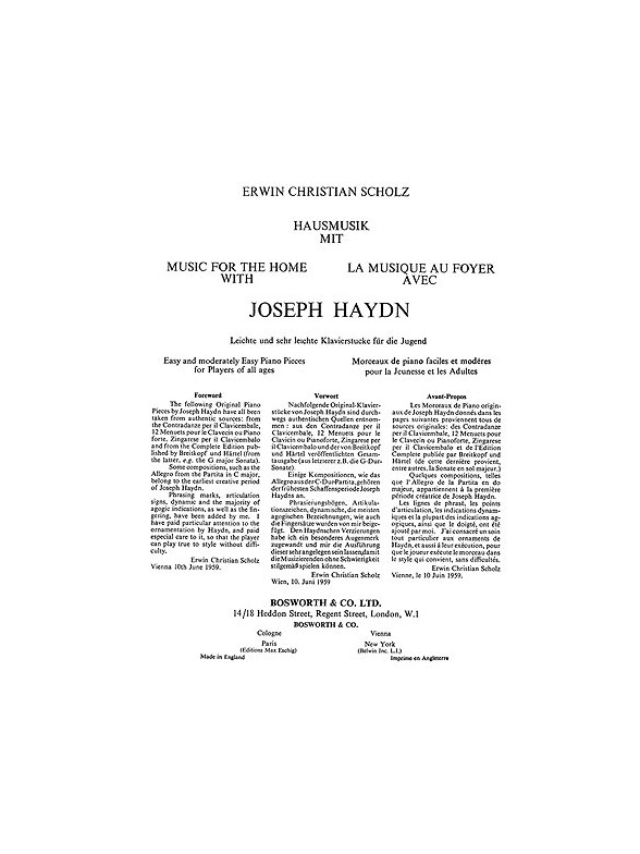 Haydn, J Music For The Home Hausmusik (Scholz)