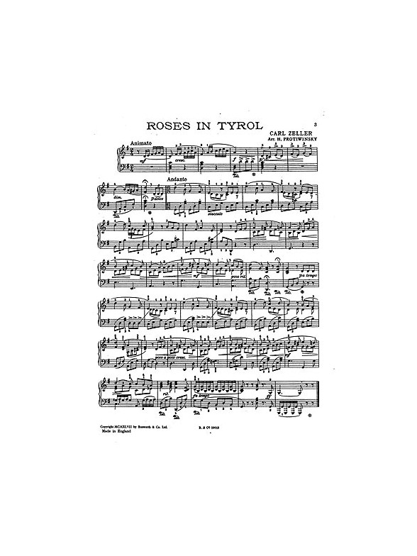 Carl Zeller: The Birdseller, The Cherry Tree And Roses In Tyrol (Piano)