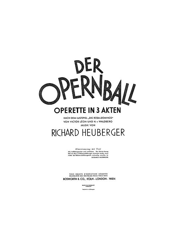 Heuberger, R Der Opernball Overture (German Lyrics) Pf