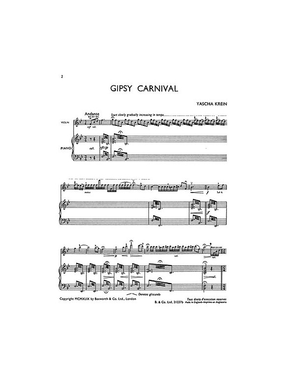 Yasha Krein: Gypsy Carvival (Violin/Piano)