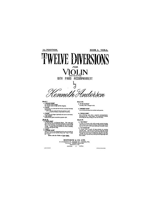 Anderson, K Twelve Diversions Bk2 Vla/Pf