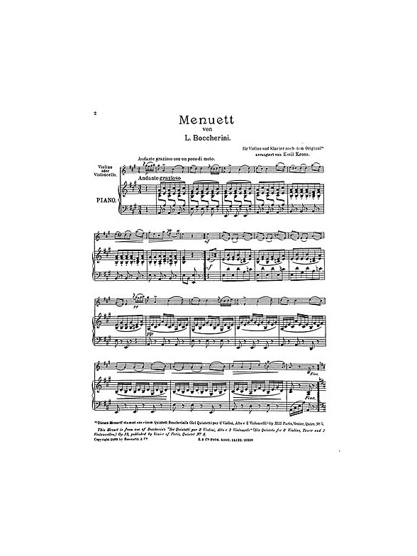 Luigi Boccherini: Minuet (Violin/Piano)