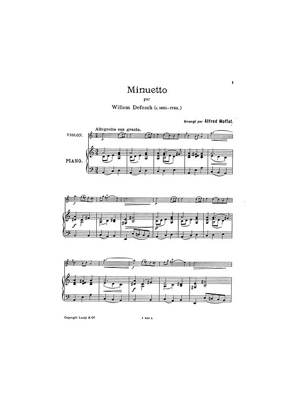 Willem De Fesch: Minuet For Violin And Piano