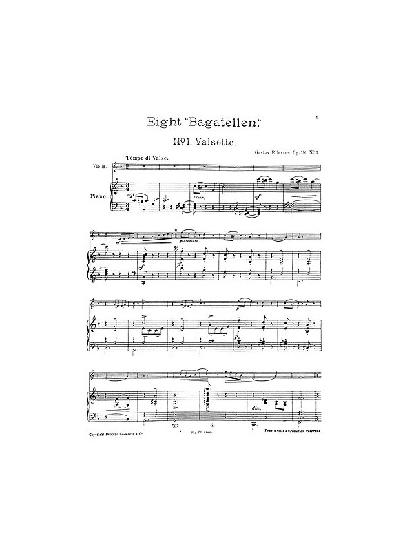 Gustav Ellerton: Valsette For Violin And Piano Op.18 No.1