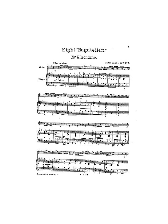 Gustav Ellerton: Rondino For Violin And Piano Op.18 No.4