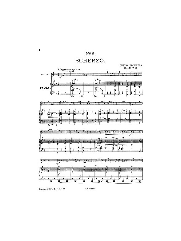 Gustav Ellerton: Scherzo For Violin And Piano Op.21 No.6