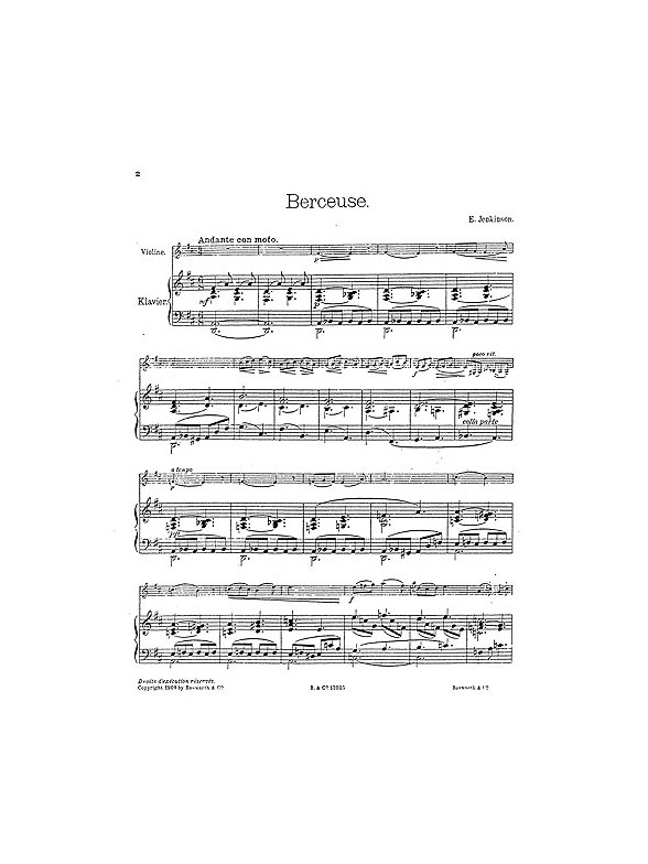 Ezra Jenkinson: Berceuse For Violin And Piano