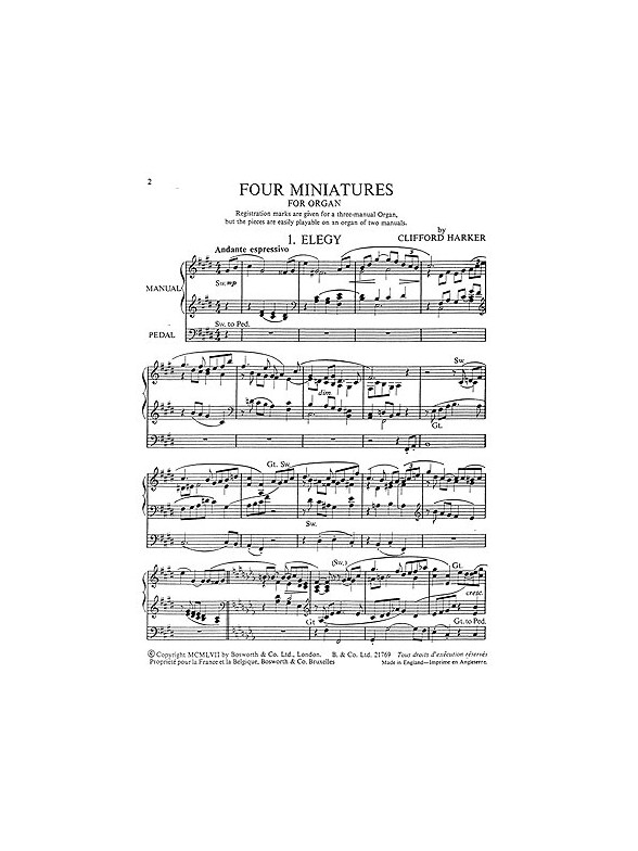 Clifford Harker: Four Miniatures For Organ