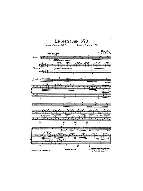 Franz Liszt: Liebestraume No.3 (Violin/Piano)