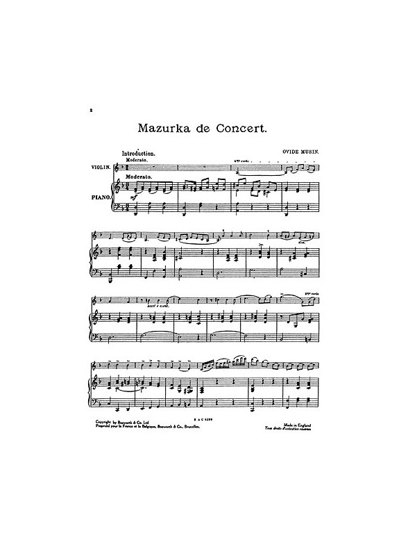 Musin, O Mazurka De Concert Vln/Pf