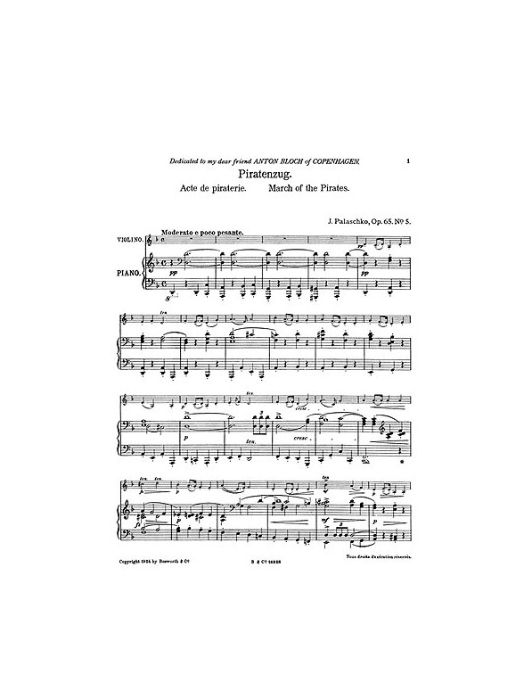 Johannes Palaschko: March Of The Pirates Op.65 No.5 (Violin/Piano)