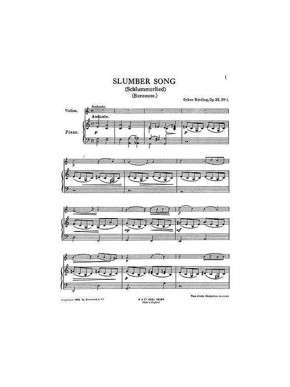 Oskar Rieding: Slumber Song Op.22 No.1