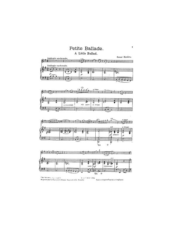 Oskar Rieding: Petite Ballade For Violin And Piano