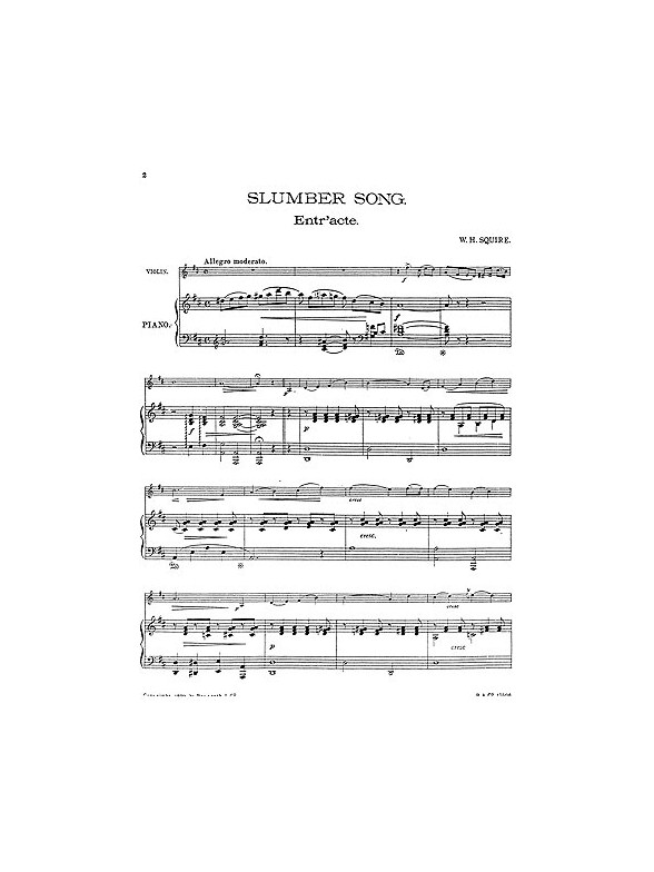 W. H. Squire: Slumber Song For Violin And Piano