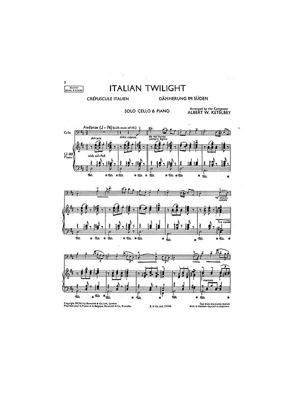 Albert Ketelbey: Italian Twilight (Cello/Piano)