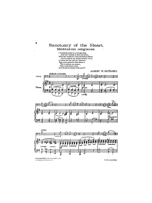 Albert Ketelbey: Sanctuary Of The Heart (Cello/Piano)