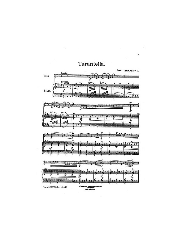 Franz Drdla: Tarantella For Violin And Piano Op.27 No.2