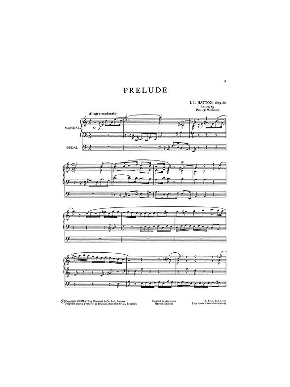 J. L. Hatton: Prelude For Organ