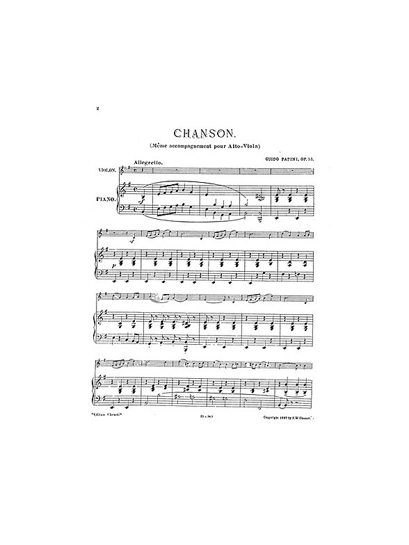 Guido Papini: Chanson For Violin And Piano Op.57