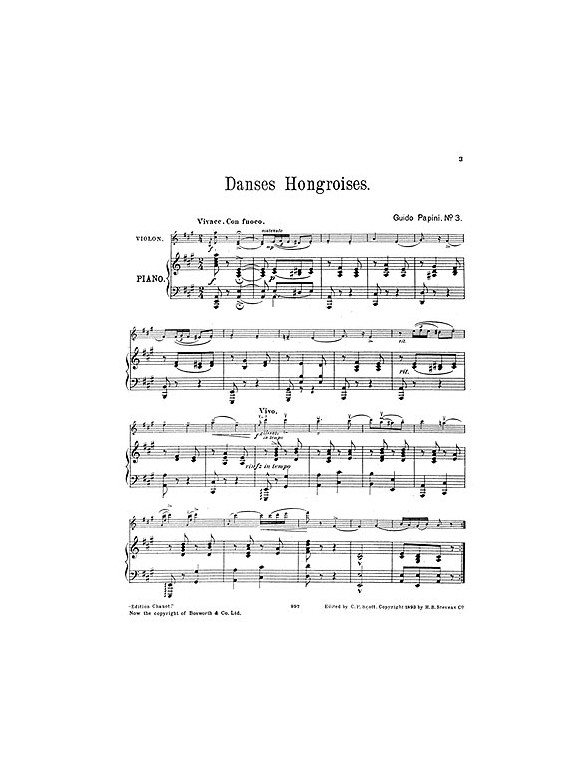 Guido Papini: Hungarian Dance No.3 In A For Violin And Piano