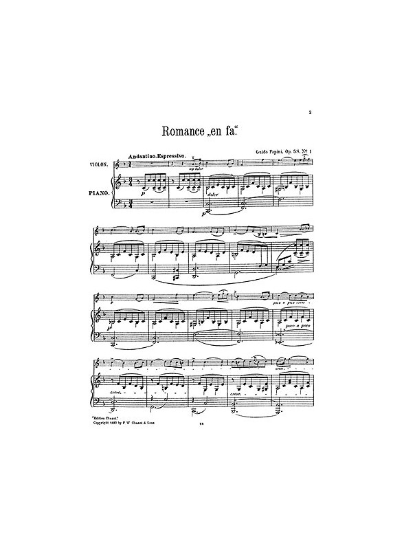 Guido Papini: Romance In F For Violin And Piano