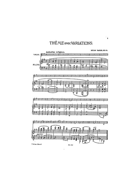 Guido Papini: Theme With Variations For Violin And Piano