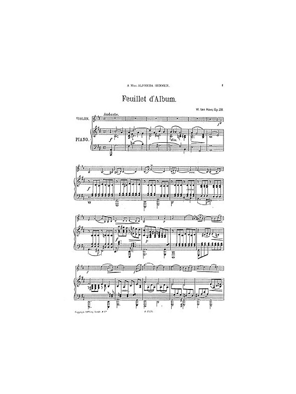 Willem Ten Have: Feuillet D'Album Op.28