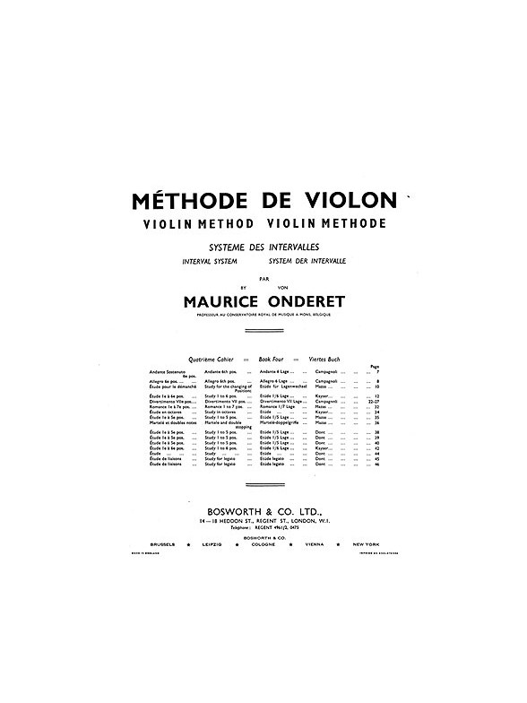 Maurice Onderet: Violin Method Book 4