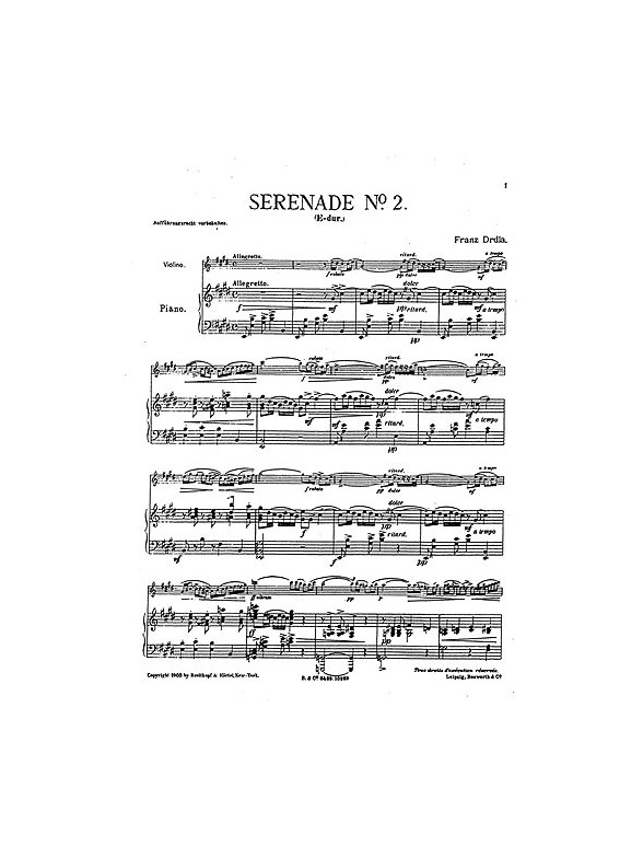 Franz Drdla: Serenade For Violin And Piano No.2