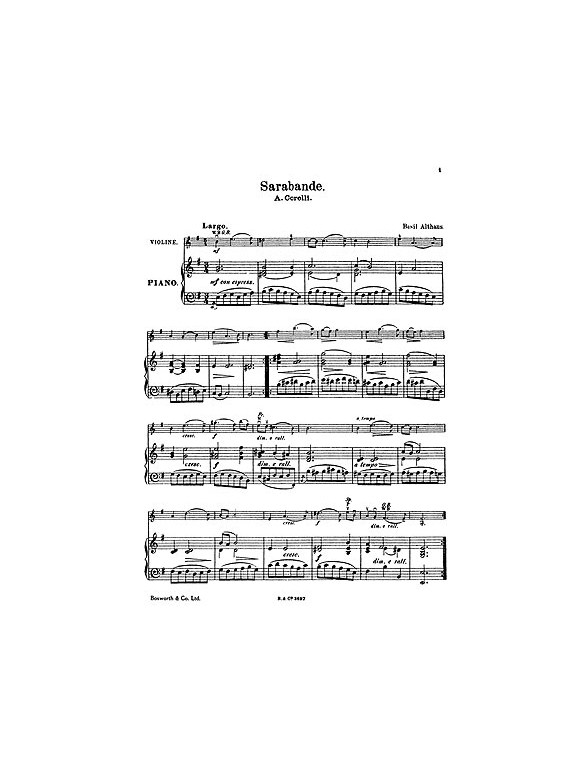 Arcangelo Corelli: Sarabande And Gigue For Violin And Piano
