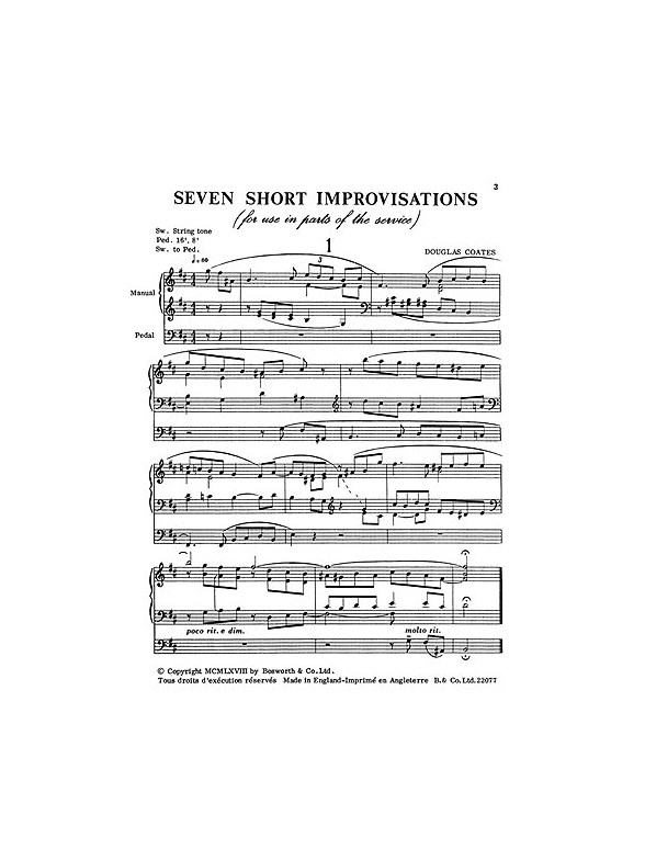 Douglas Coates: Seven Short Improvisations For Organ