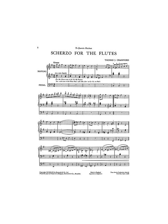 Thomas J. Crawford: Scherzo For Flutes for Organ