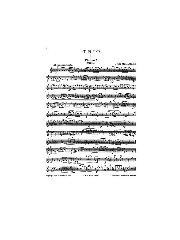 Franz Moser: Trio For Two Violins And Viola Op.38