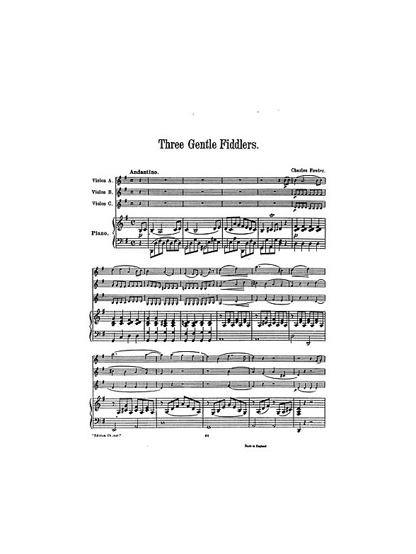 Fowler, C Three Gentle Fiddlers 3vln/Pf