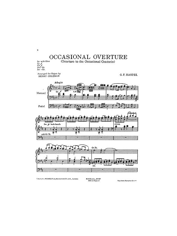 G. F. Handel: Overture To The Occasional Oratorio (Organ)