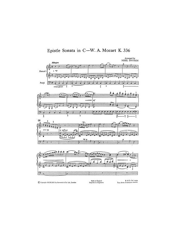 W. A. Mozart: Epistle Sonata In C KV336 (Organ)