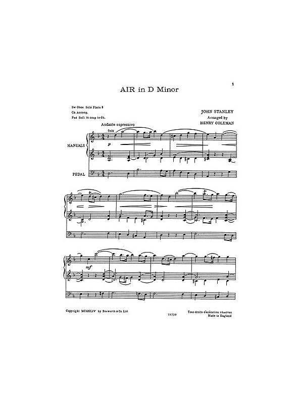 John Stanley: Air In D Minor (Organ)