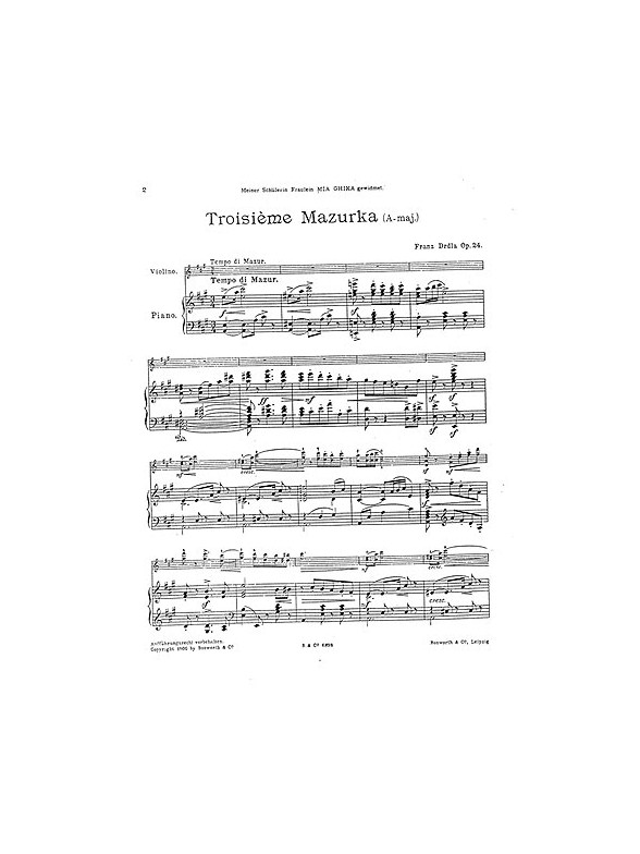 Franz Drdla: Troisieme Mazurka For Violin And Piano Op.24