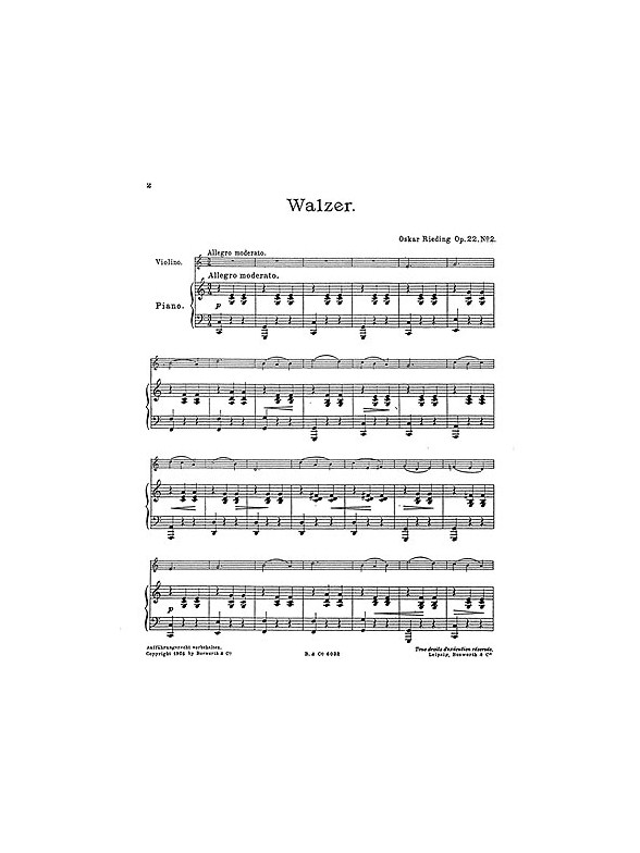 Oskar Rieding: Waltz For Violin And Piano Op.22 No.2