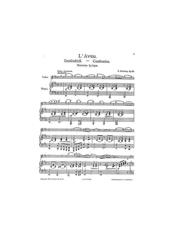 Oskar Rieding: L'Aveu Op.38
