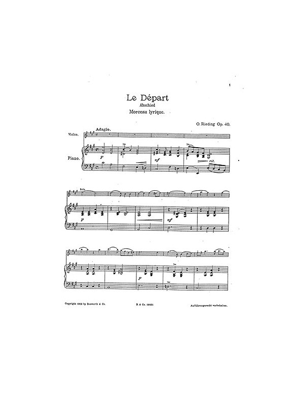 Oskar Rieding: Le Depart Op.40