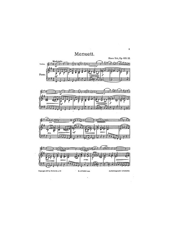 Sitt, H Menuet Souvenir Suite Op.105/3 Vln/Pf