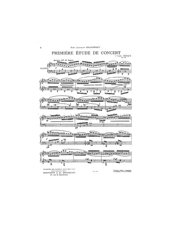 Joseph Jongen: Premiere Etude De Concert (Piano)