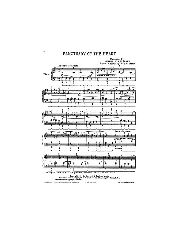 Albert Ketelbey: Sanctuary Of The Heart (Easy Piano)