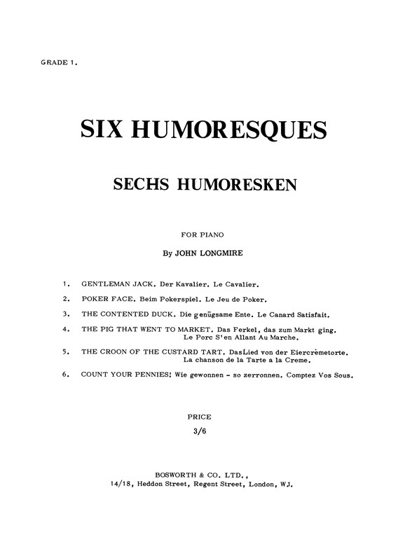 Longmire, J: Six Humoresques: Pf