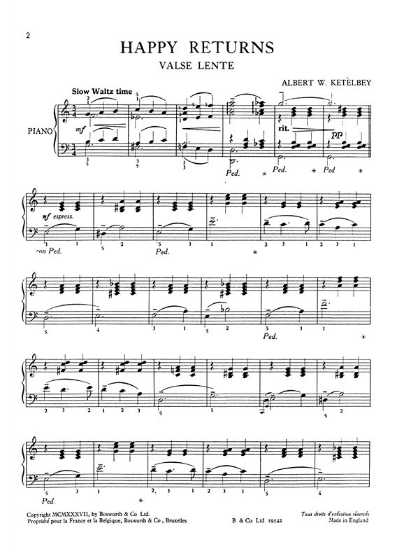 Albert Ketelbey: Happy Returns (Piano)