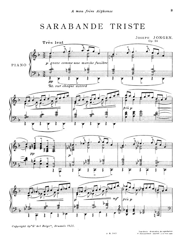 Jongen, J Sarabande Triste Pf