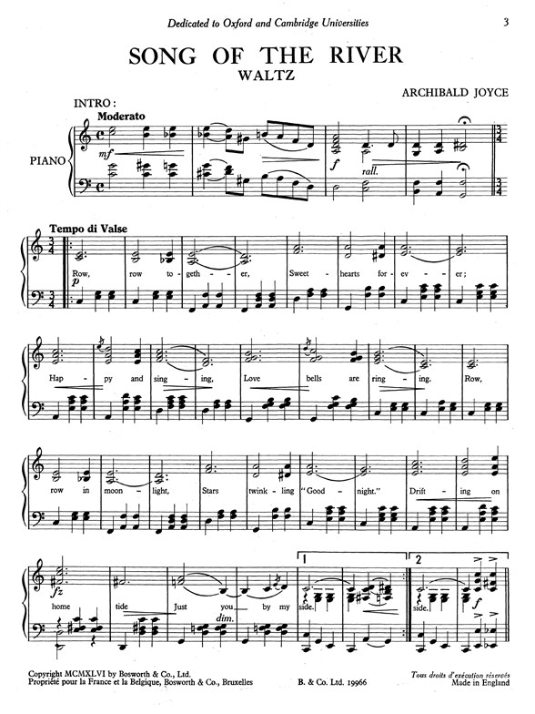 Joyce, A: Song Of The River: Pf