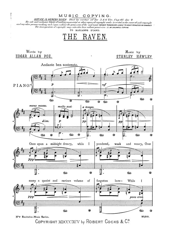 Hawley,S The Raven Recitation Piece No.7 Speaker And Piano